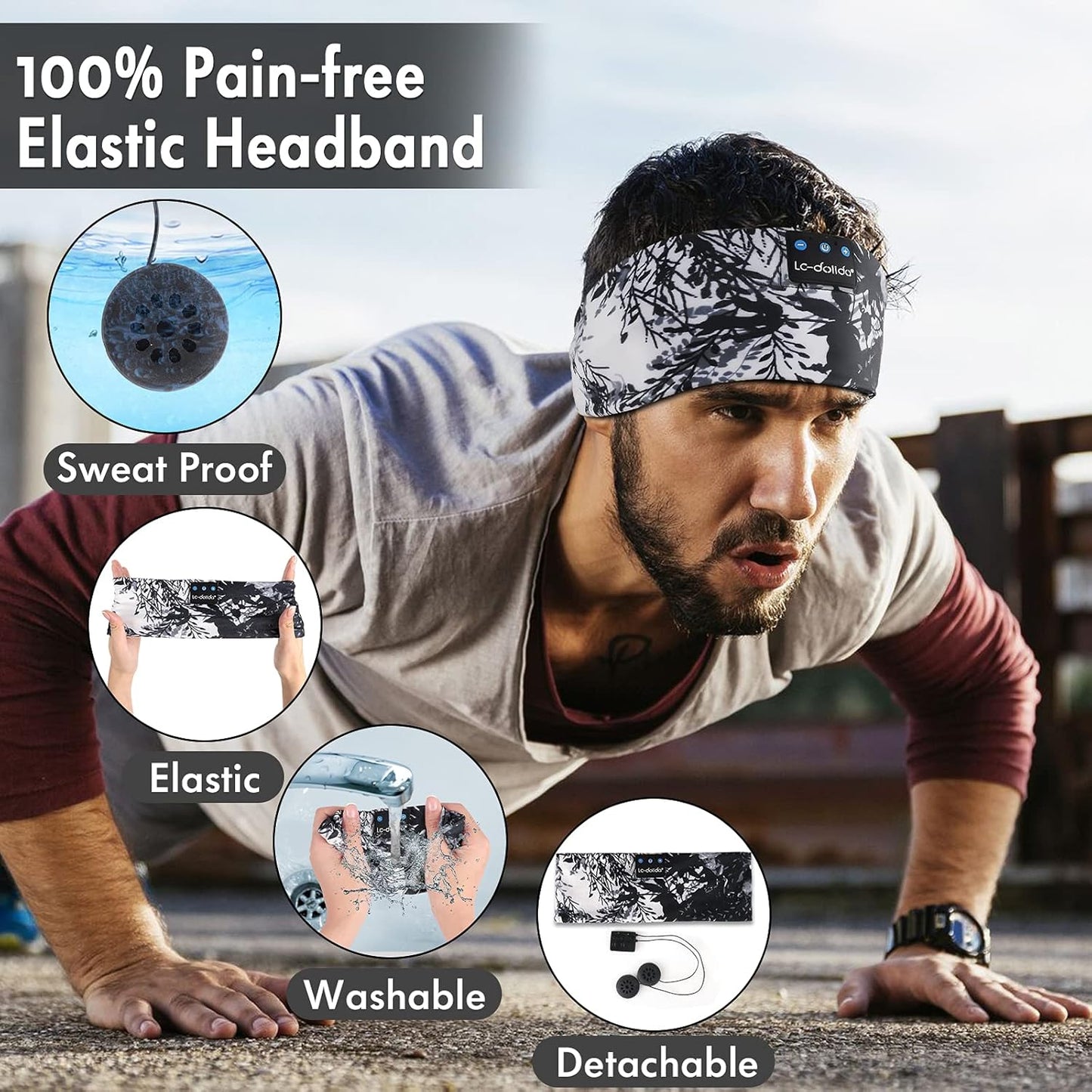 Sleep Mask with Bluetooth Headphones, Painting Sleep Headphones Bluetooth Headband for Sleeping Sports Sleep Mask for Side Sleeper, Best Gift and Travel Essentials