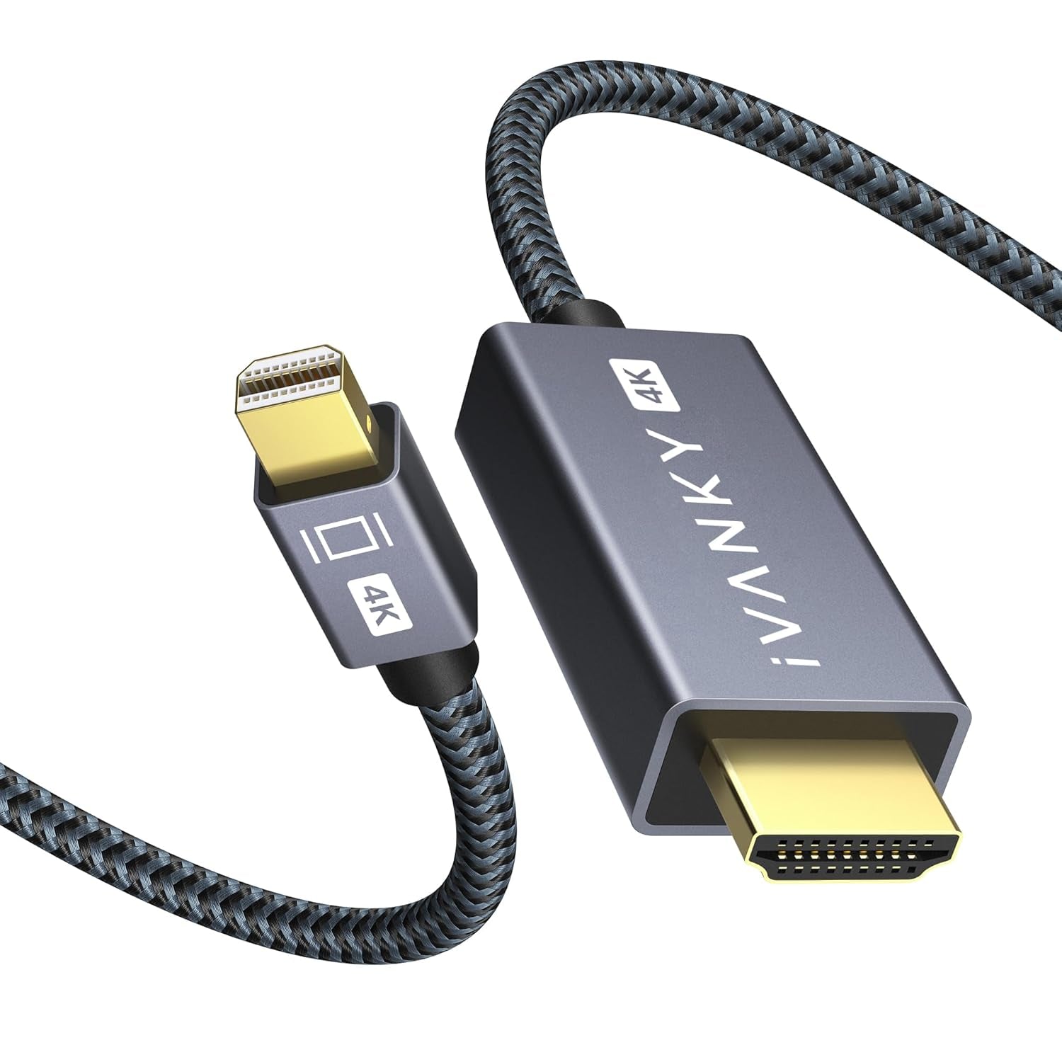 Mini Displayport to HDMI Cable, Mini DP (Thunderbolt) to HDMI Cable 6.6Ft,Nylon Braided,Aluminum Shell,Optimal Chip Solution for Macbook Air/Pro,Surface Pro/Dock,Monitor,Projector and More-1080P