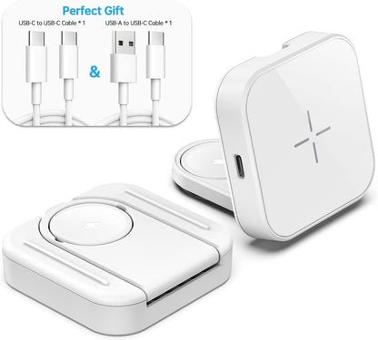 MURCIA 2 in 1 Magnetic Wireless Charger, Folding Dual Fast Magnetic Wireless Charging Station Stand Compatible with Iphone 13/12/ Pro Max/Mini/Apple Watch Se/7/6/5/4/3/2/1