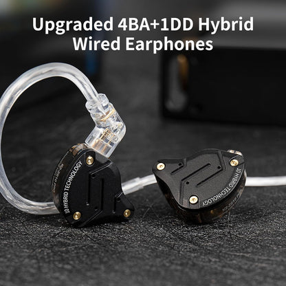 KZ ZS10 Pro in Ear Monitor Headphone, KZ Hifi Earbuds Headphone with 4 Balanced Armatures and 1 Dynamic Drivers for Drummer Musician (Blue with Mic)